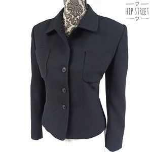 JONES NEW YORK Wool Gabardine 5 Button Blazer Jacket 12P